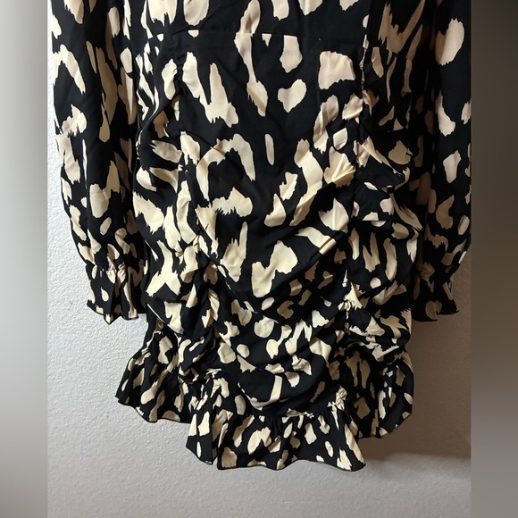 🆕Yozy Long Sleeve Stand Collar Mock Neck Flounce Sleeve Ruched Ruffle Dress L🆕 - Picture 8 of 16